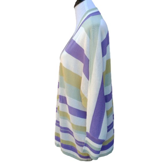 Skylar Rose Multicolor Purple Striped Cardigan Sweater NEW - Picture 6 of 8
